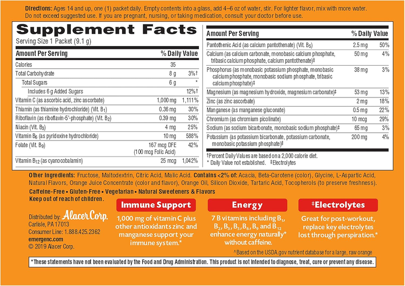 Vitamin C Powder 1000mg Immune Support with Zinc Electrolytes Super Orange8