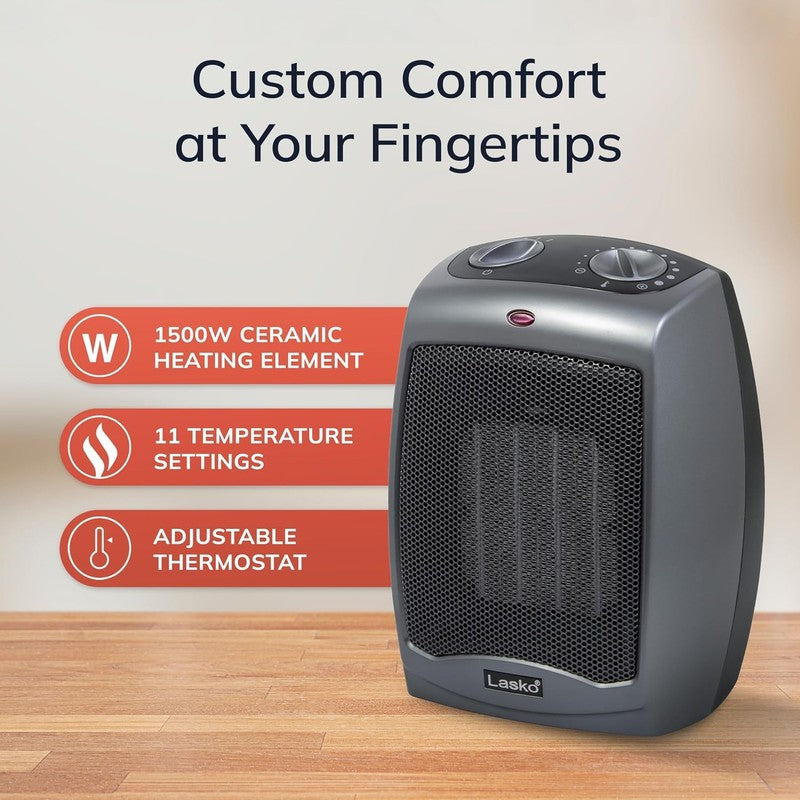 Portable Electric Ceramic Space Heater 1500W with Thermostat Dark Gray5
