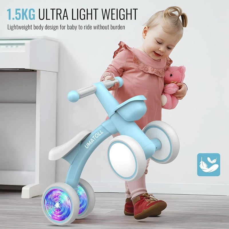 Colorful Lighting Baby Balance Bike Toys for 1 Year Old Boys Gifts, Adjustable S5