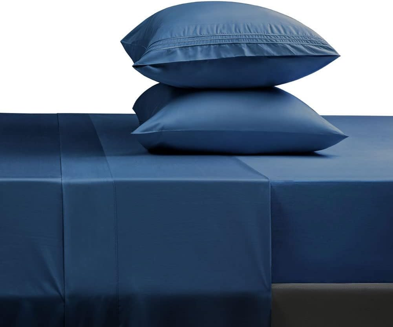 Luxury 1800 TC Microfiber Bed Sheet Set   Navy Blue, Queen, 4 Pieces0