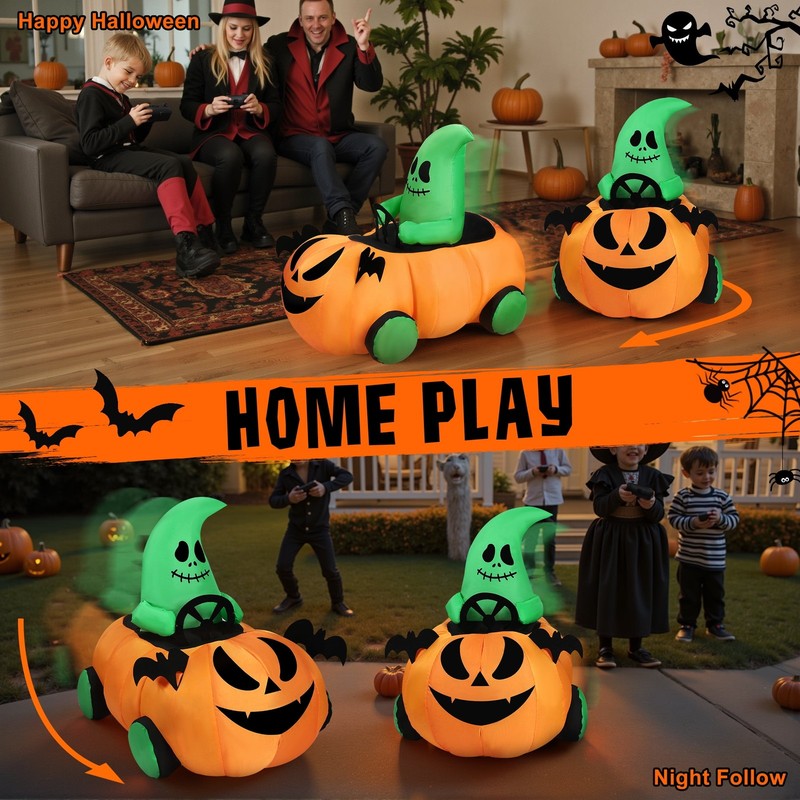 2.6Ft RC Halloween Inflatable Pumpkin Ghost Car Moving Toy Indoor Outdoor8