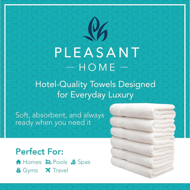 Pleasant Home Bath Towels Set of 6 (24” X 50”) 100% Cotton, 515 GSM | Lightweigh1