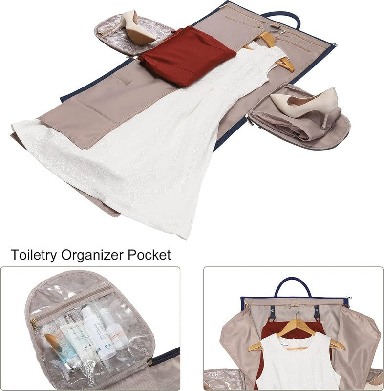 Women PU Leather 2in1 Garment Duffle Bag Blue Hanging Suit Travel Carry On1
