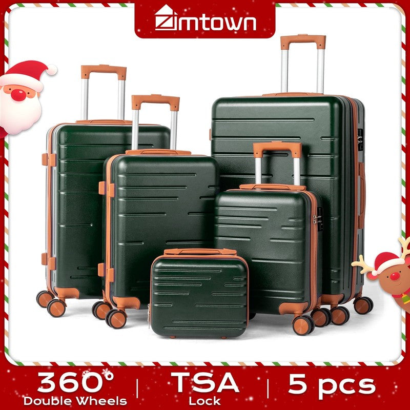 Luggage 5 Piece Sets Suitcase ABS Hardside with Spinner Wheels and TSA Lock, Dee11