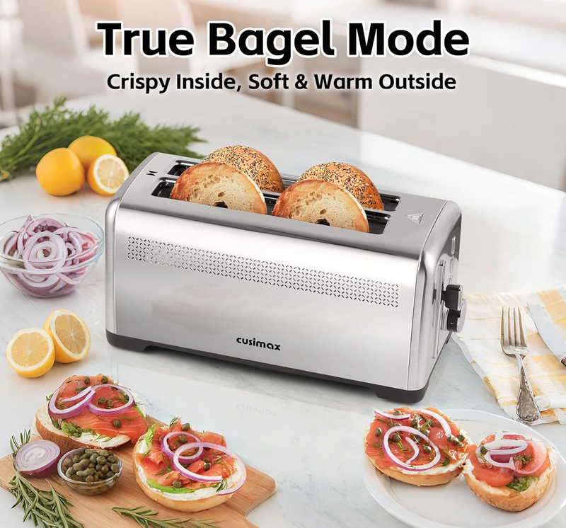 4 Slice Toaster Extra Long Slots Stainless Steel 9 Shade Settings5