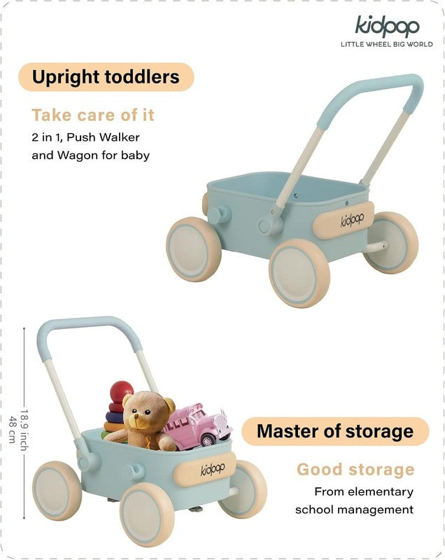 Toddler Push & Pull Wagon Walker 7mo 4yr Birthday Gift Blue2
