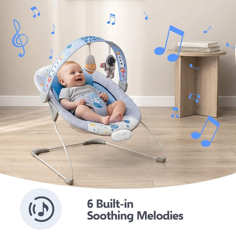 Soothing Baby Bouncer Seat w/ Music Portable Foldable 0 6M Blue2