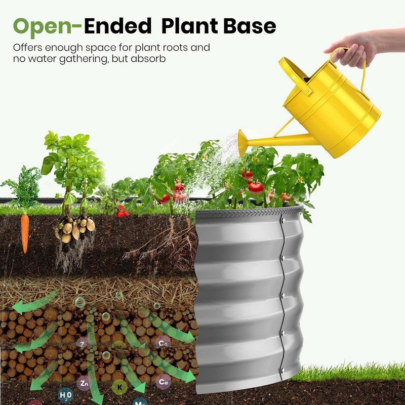 Galvanized Raised Garden Bed Outdoor, 4X2X1Ft Backyard Oval Metal Planter Box wi2