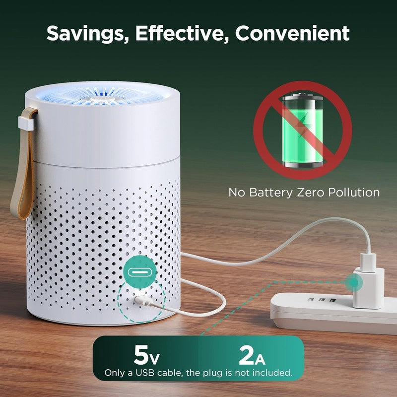 Air Purifier H13 HEPA USB Small w/ Night Light Timer for Smoke Pets Car5