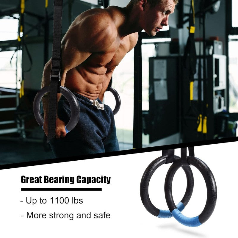 Gymnastic Rings 1100Lb Capacity, 14.76Ft Adjustable Straps, Non Slip Home Gym1