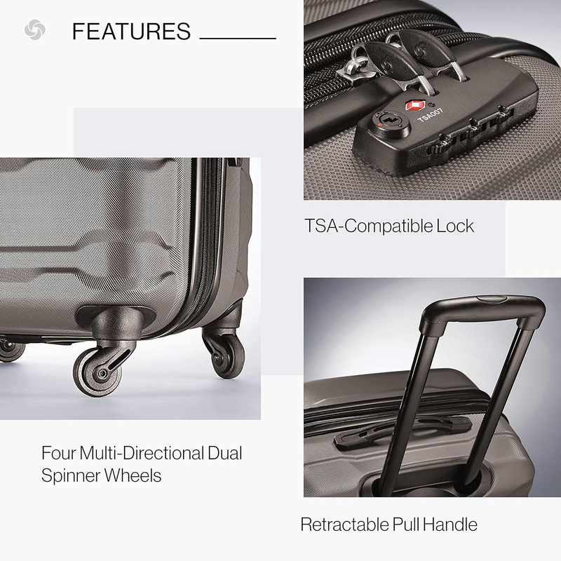 28" Hardside Expandable Luggage Spinner Wheels Checked Suitcase Silver3