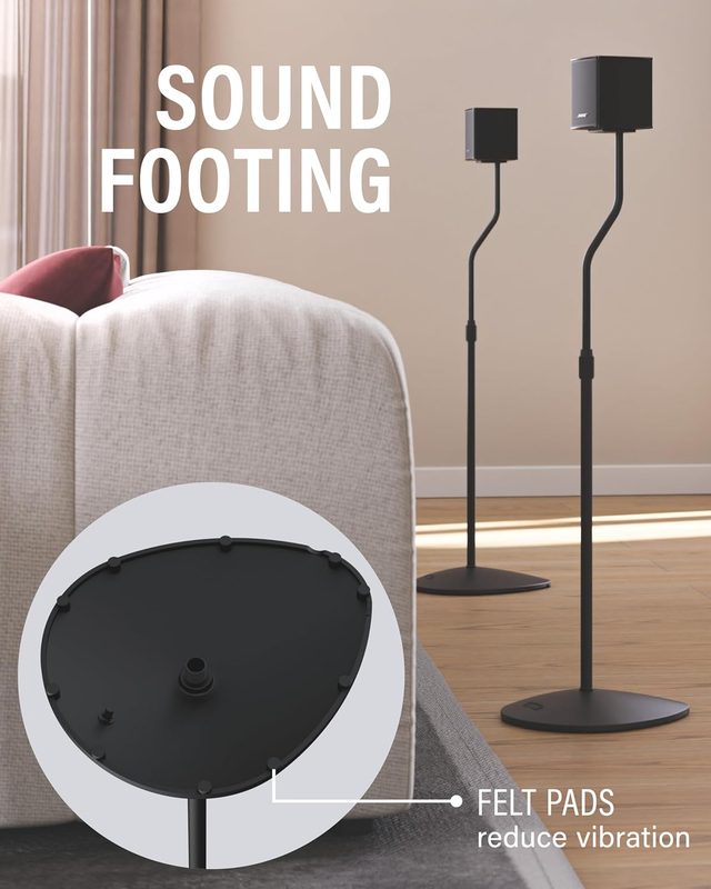 Speaker Stands Pair for Satellite & Bookshelf Speakers up to 3.5Lbs – 10” Height7