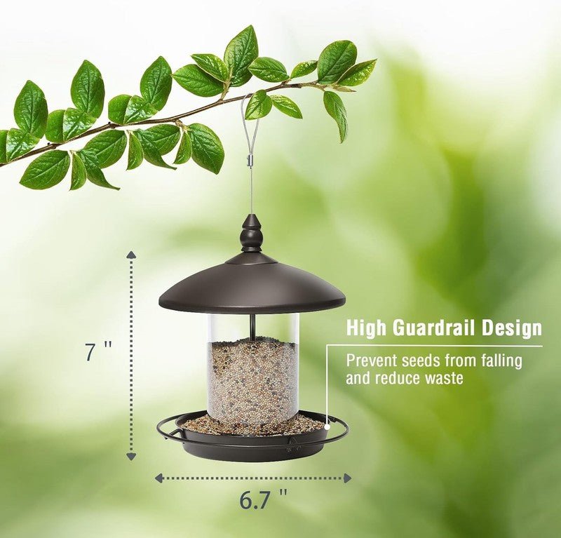 Metal Roof Bird Feeder - Chew Proof for Outdoor Hanging Wild Bird Seeds. Bronze3