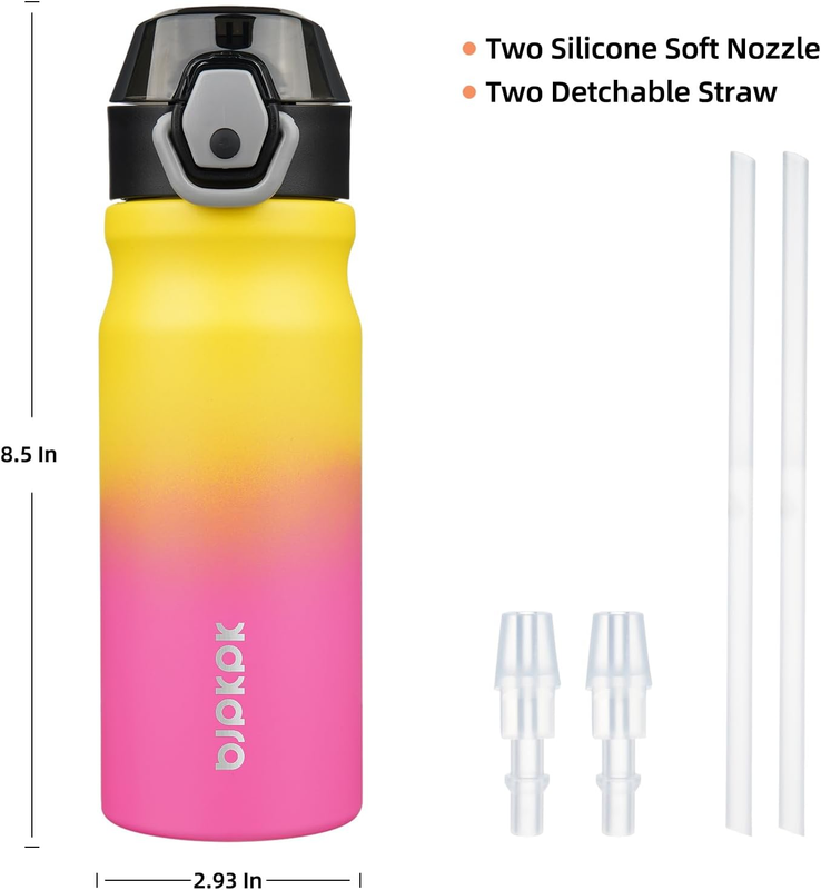 18oz Insulated Water Bottle Stainless Steel Straw Lid Rainbow3