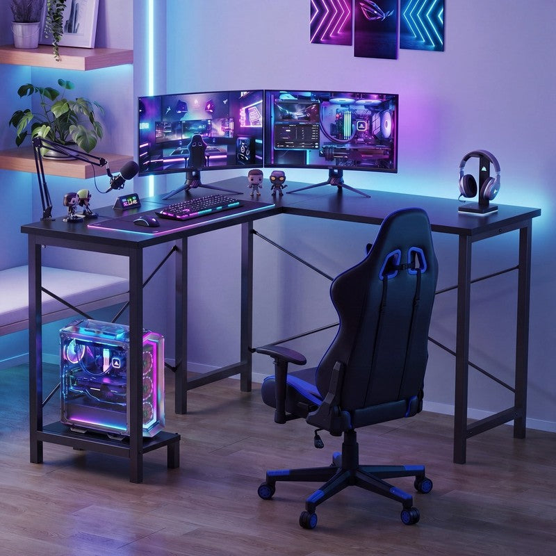 50 Inch L Shaped Desk,Computer Desk Corner Desks Gaming Desk PC Table with CPU S8