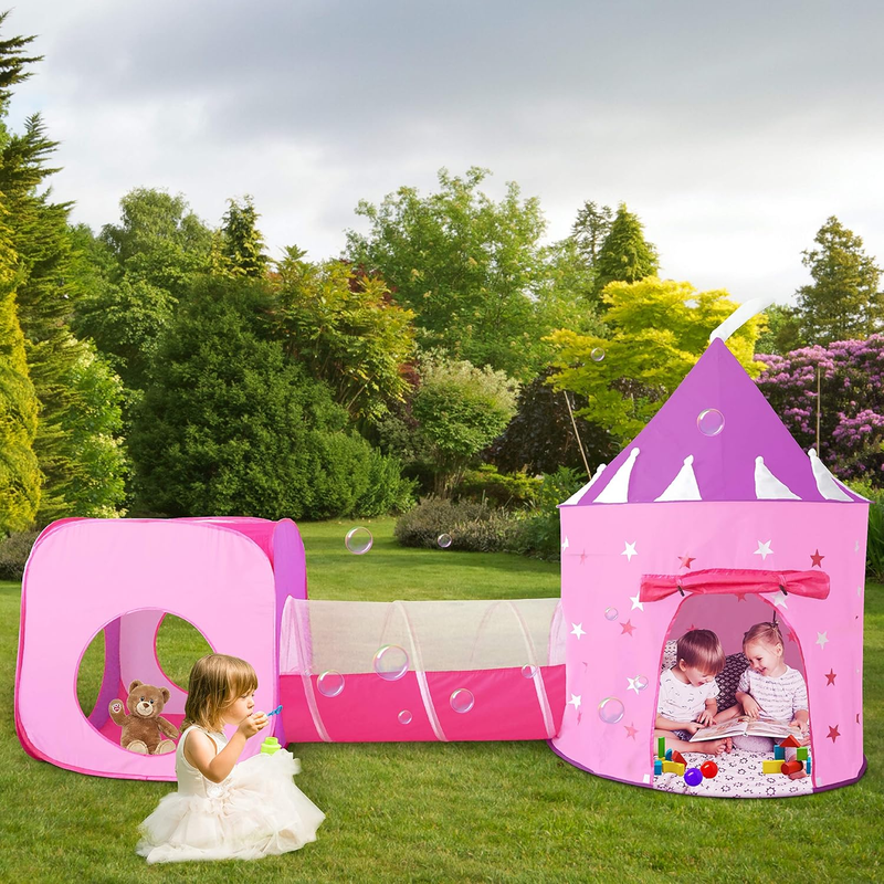 Princess Play Tent Castle Tunnel Set Glow in Dark Stars Girls Toy Gift3