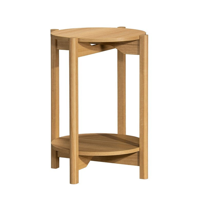 round Modern Dowel End Table, Natural Teak Finish1