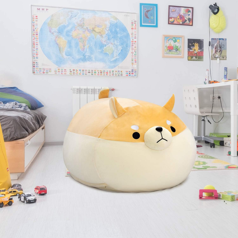 Stuffed Animal Storage Bean Bag Cover Kids Yellow Shiba Inu Toy Organizer8
