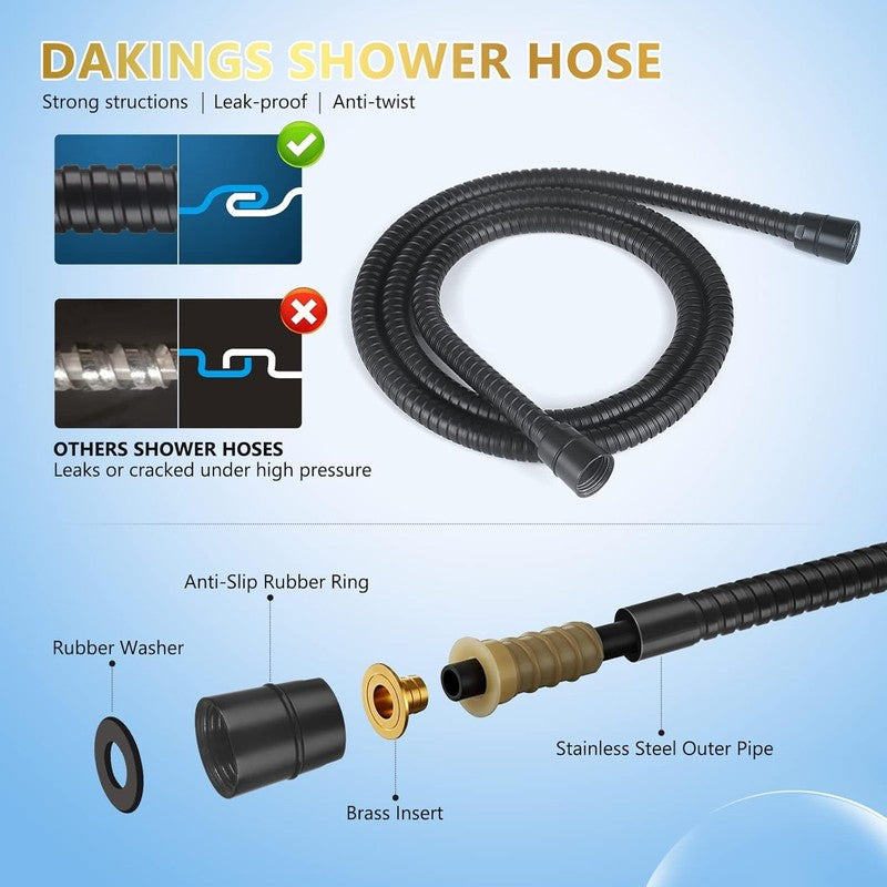 6-Mode High Pressure 5" Handheld Shower Head Set w/ 60" Stainless Hose Black3