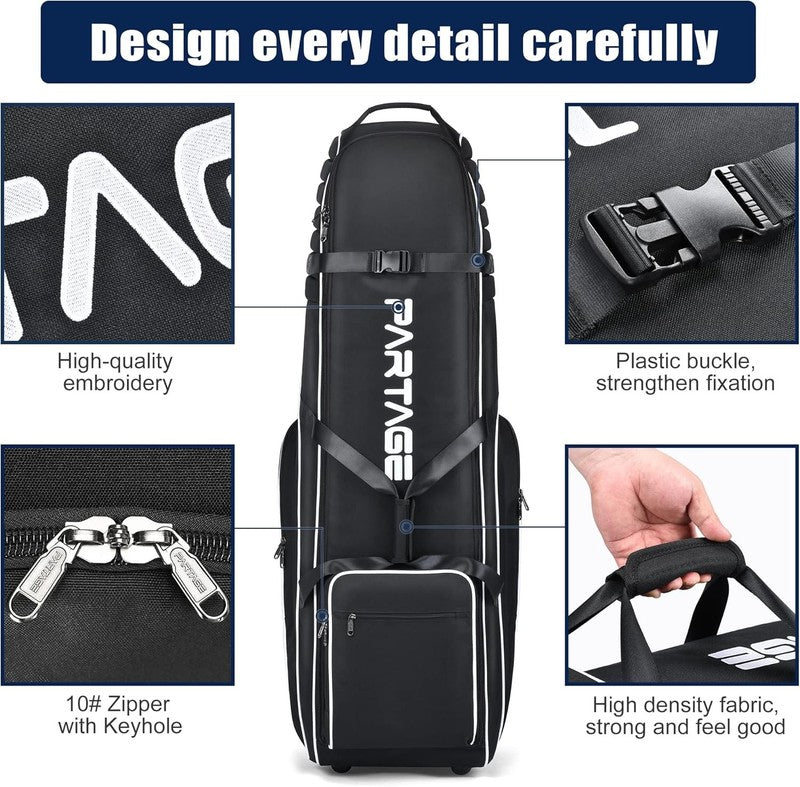 Golf Travel Bag w Wheels 900D Heavy Duty Oxford Airline Case Black1