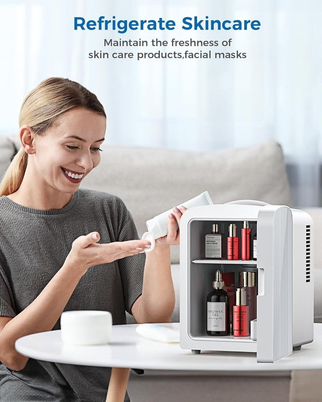 Mini Fridge, Portable 4L/6 Can Electric Plug in Cooler & Warmer Suit Office Desk2