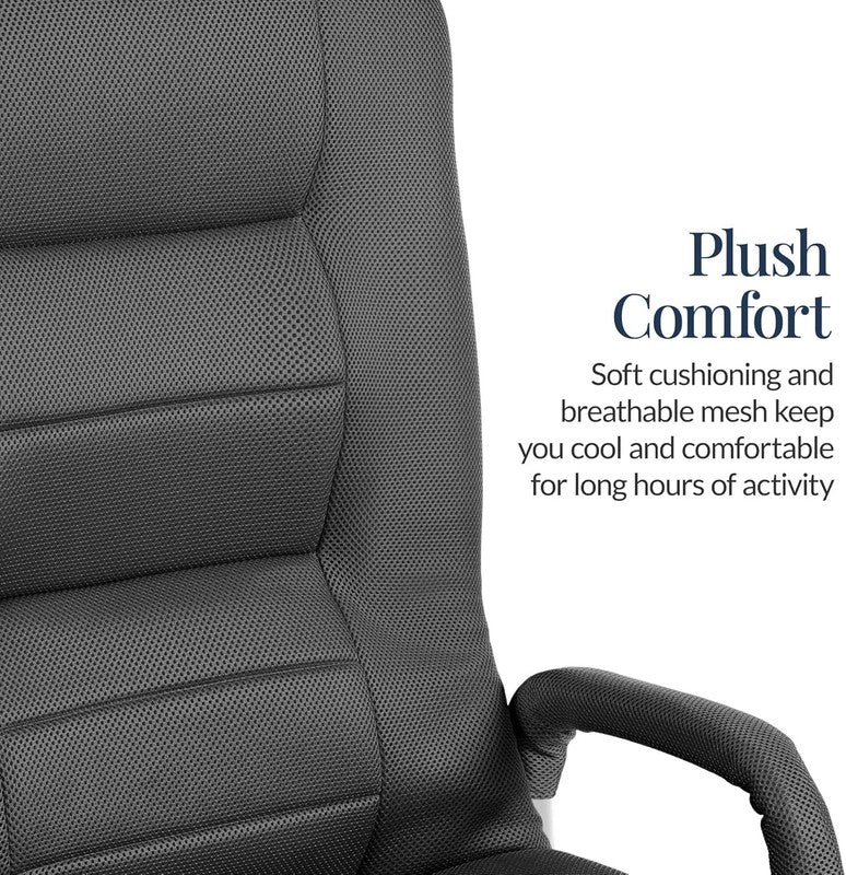 Gaming Floor Rocker Chair 360° Swivel, Lumbar Support, Dark Gray4