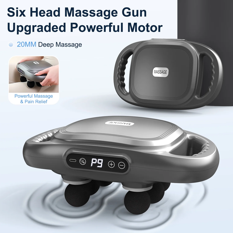 Massage Gun, 6 Head Deep Tissue Quiet Massager, Portable Muscle Massage Gun for 2