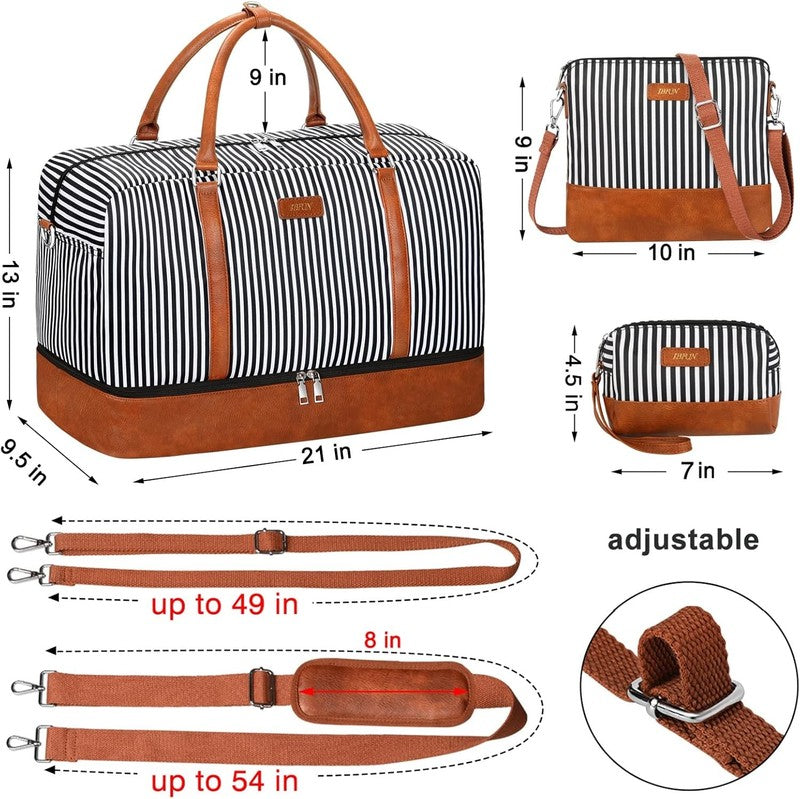 21in Weekender Duffle Bag Women 3Pc Set Carry On Travel Shoe Compartment5