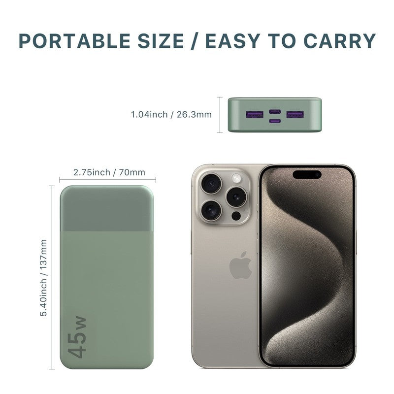 20000mAh 45W Power Bank – Portable External Battery Backup for Laptop Green3