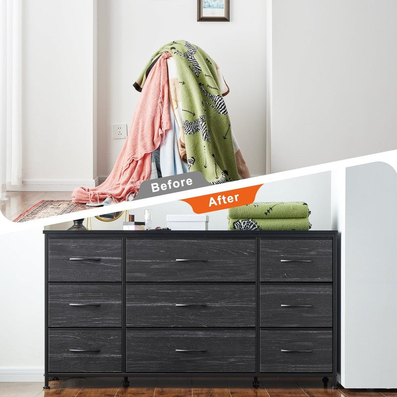 Wide Dresser TV Stand with 9 Drawers Dresser for Bedroom Chests of Drawers for L8