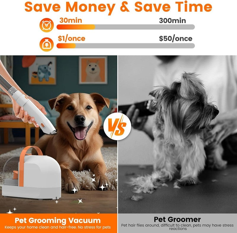 Dog Grooming Vacuum Kit with Clippers & Low Noise Shedding Brush, PG104