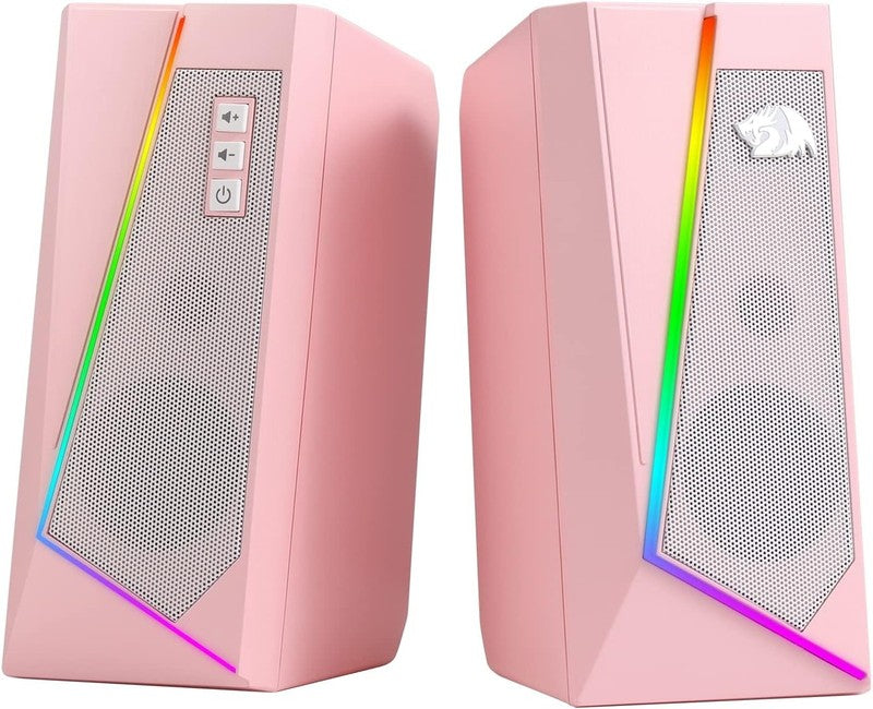 GS520 RGB Desktop Speakers Pink 2.0 USB PC Stereo LED 6 Modes 3.5mm8