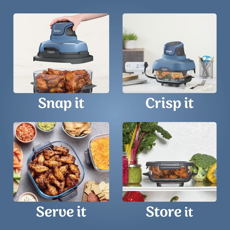 Crispi 3-in-1 Portable Air Fryer, 4QT & 5 Cup, Denim Blue FN100ND5