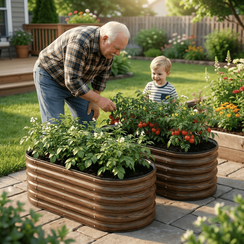 2-Pack 4X2X1.5 FT Extra-Deep Raised Garden Bed, Galvanized Metal Planter Box for1