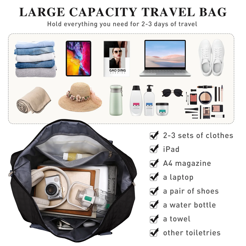 Travel Duffle Bag Weekender Bags for Women with Shoe Compartment Carry on Overni5