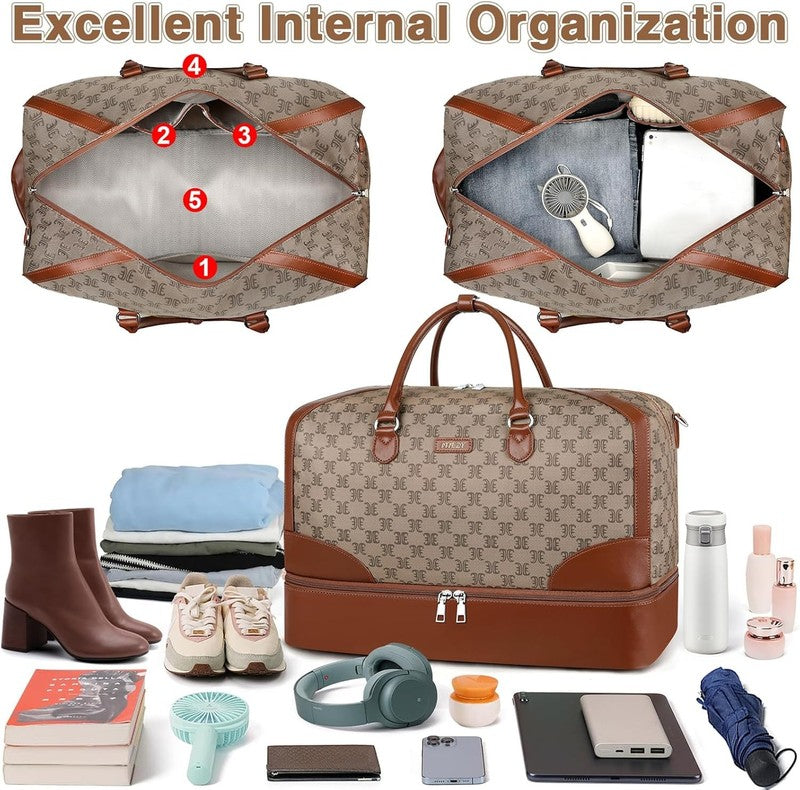 Women’s Weekender Travel Duffel Bag Carry On w/ Shoe Compartment Large Nylon6