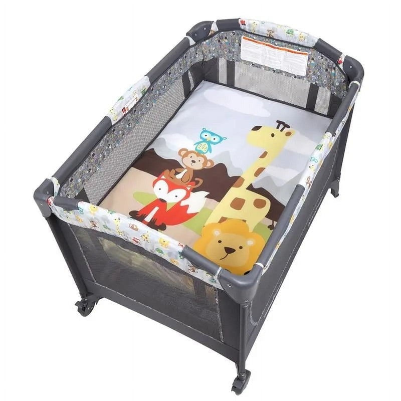 Nursery Center Playard with Toy Mobile, Tanzania Grey5
