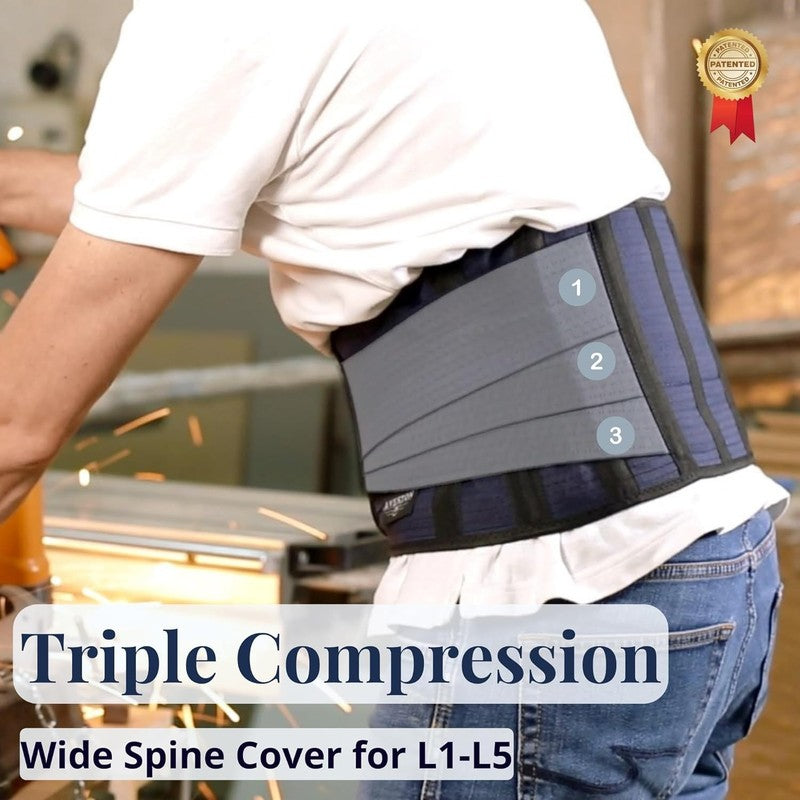 Back Support Brace Medium 32 37" – Adjustable Lumbar Belt, 6 Ribs, Unisex1