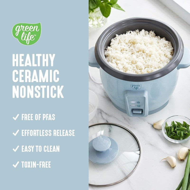 Rice Cooker 3-Cup PFAS-Free Ceramic Removable Pot Blue Haze Multicooker2