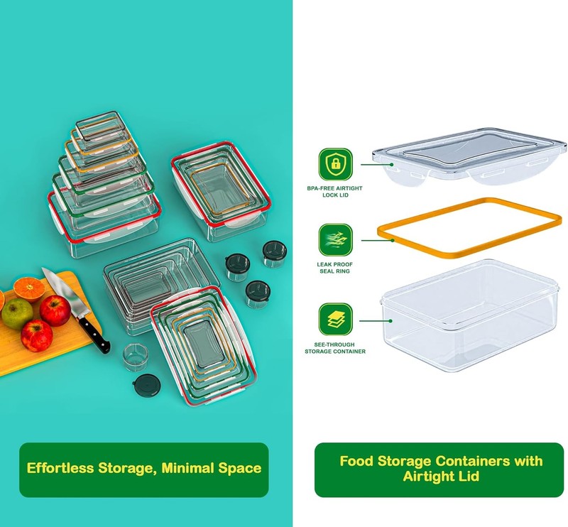 40 Pcs Food Storage Containers with Lids Airtight  Plastic Meal Prep Container f5