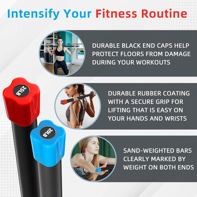 Total Body Weighted Workout Bar Exercise Bar Multiple Sizes 20 and 25 lbs3