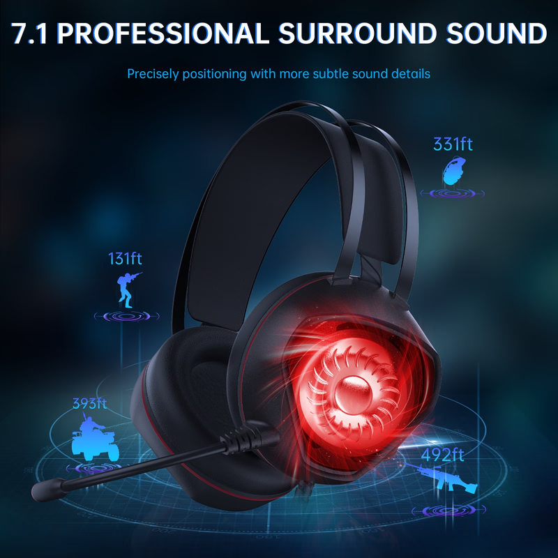 Gaming Headset PC PS5 Xbox Series X/S One Switch Mac Wired RGB Noise Mic4