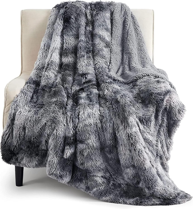 Gentlesoft Fluffy Fuzzy Faux Fur Throw Blanket for Couch, Soft Sherpa Fleece Coz10