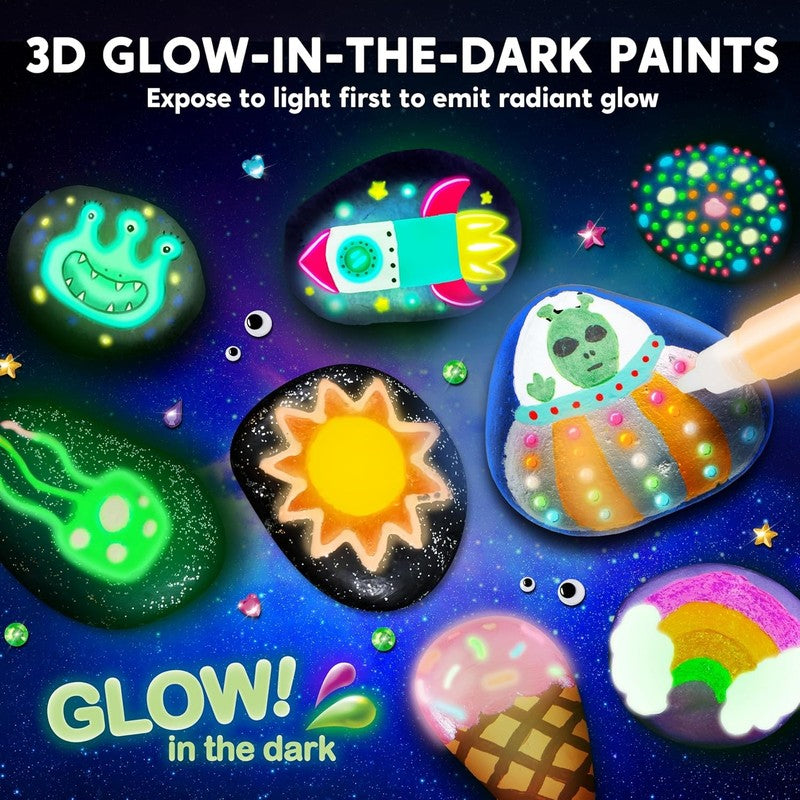 Glow in the Dark Rock Painting Kit for Kids - Arts & Crafts Gift Set1
