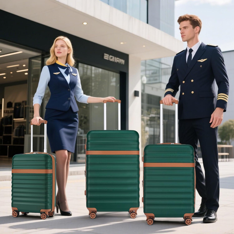 28 Inch Expandable Hardside Luggage ABS PC TSA Lock Checked Suitcase Green6