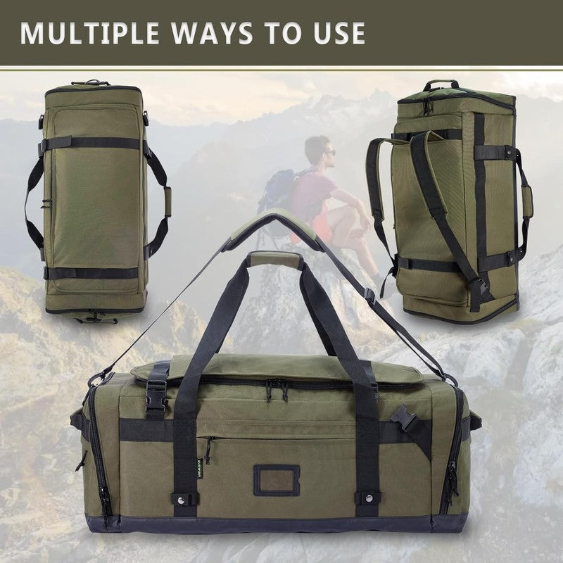 Large Travel Duffle Bag 80L Foldable Gym Backpack Waterproof Shoe Pocket3