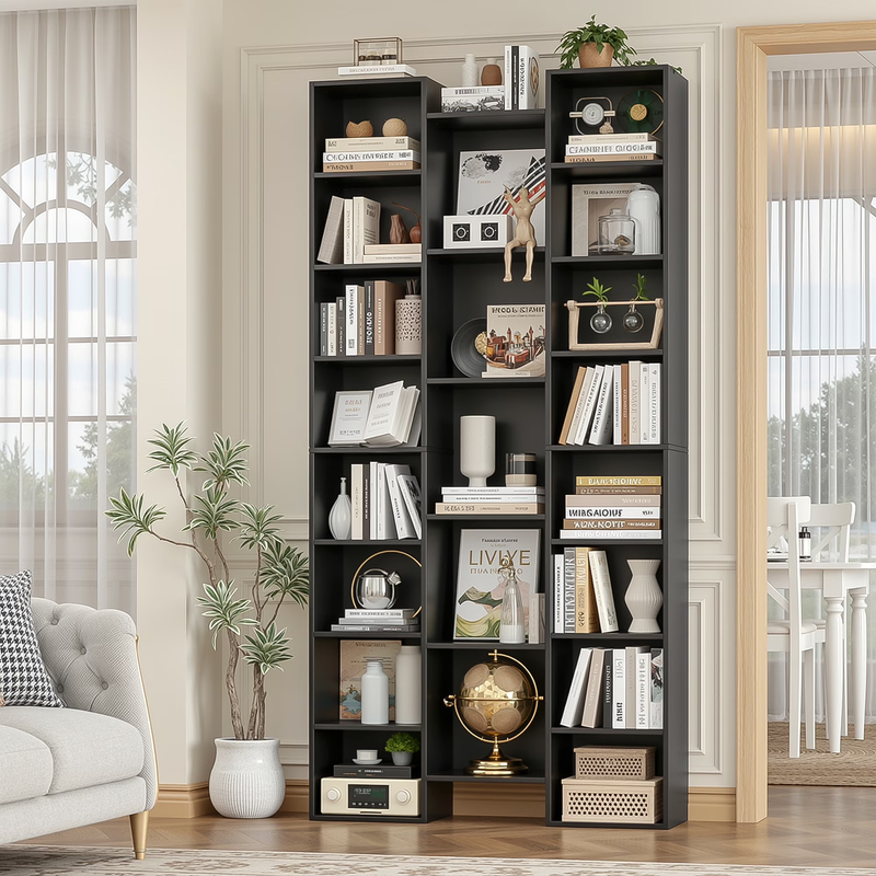 21-Cube Bookcase and Bookshelves with Adjustable Shelves, 71.3'' Triple Width Op9