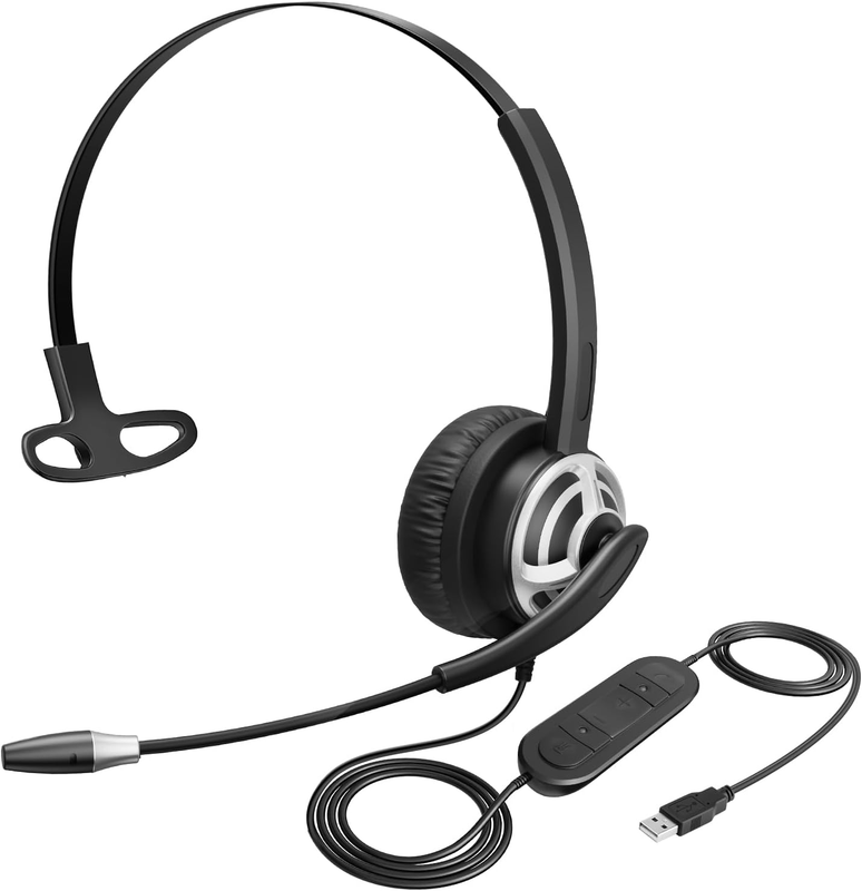 USB Headset w/ Noise Canceling Mic Wired for PC Laptop Call Center Office0