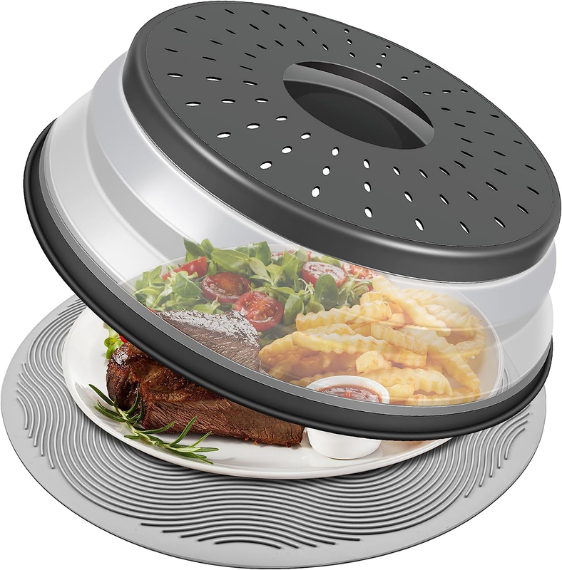 10 Inch Microwave Food Cover Silicone Splatter Guard Plate Holder Mat10