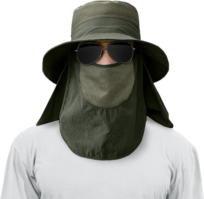 Men's Wide Brim Fishing Hat 3 Pack UPF 50+ Face Neck Flap Cap1